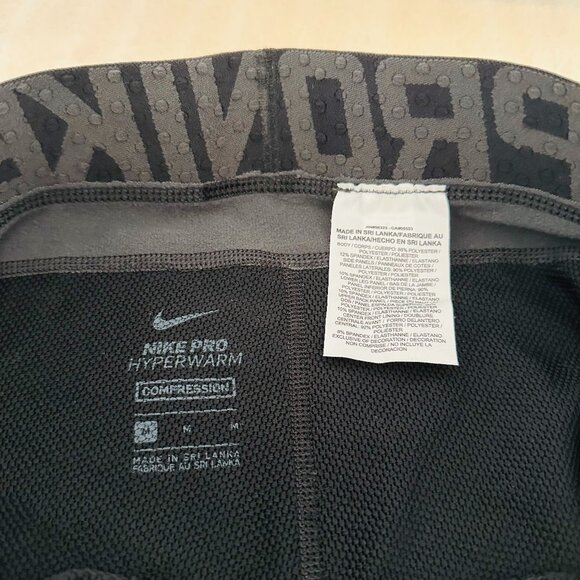 ⛷️ Nike ⛷️ Pro Men's Hyperwarm Compression Training Leggings/Tights Black/Gray - Picture 9 of 10
